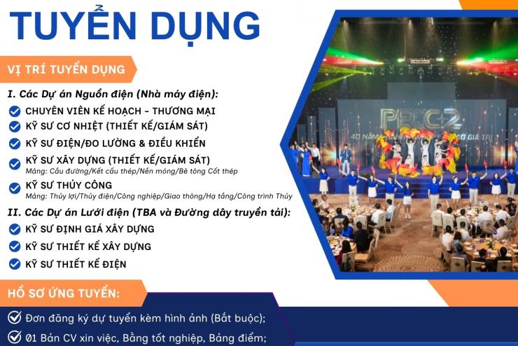 [TUYỂN DỤNG] PECC2 CHÀO ĐÓN ỨNG VIÊN CHO CÁC VỊ TRÍ KỸ THUẬT DỰ ÁN ĐIỆN